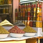 An olive stall at a market in Morocco