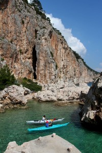 Kayaking through one of Croatia's many hidden coves.