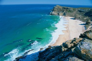 Overlooking a scenic coast outside Cape Town. 