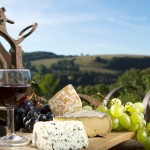 Cheese, wine and grapes