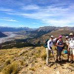 New Zealand Southern Alps with hikers