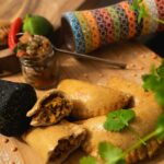 Closeup on empanadas on a board