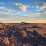 Moody red and blue image of New Mexico desert