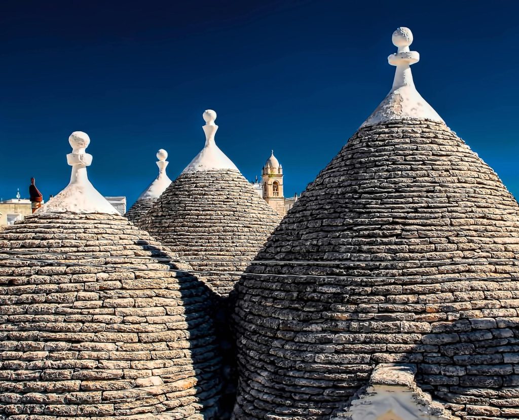 Conical roofs of trulli huts