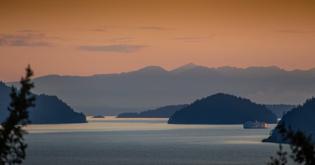 A moody sunset in the San Juan Islands