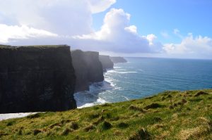 View of dramatic cliffs in Ireland on clear day