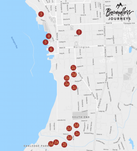 Map of points of interest in Burlington