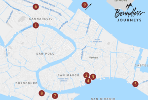 Map of points of interest in Venice