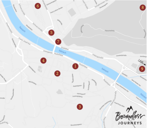 Map of Salzburg showing points of interest