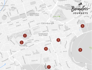 Map showing points of interest in Edinburgh