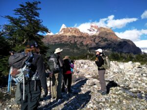 Photo of guide directing hikers on hiking safety