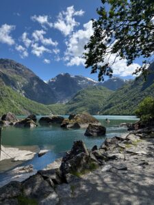 Photo of beautiful serene lake along Norway hiking trail