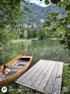 Photo of boat at a dock along the Tour Mont Blanc trail