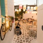 Naxos, Greece people enjoying food and coffee