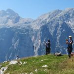 Mt. Brda in Slovenia's Julian Alps with hiker